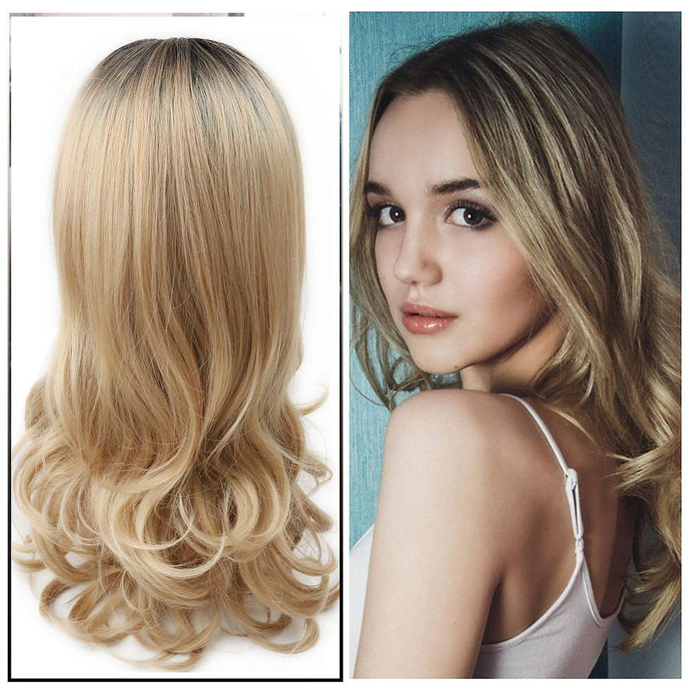 Thumbnail: Mixed Black Ash Light Brown Blonde Synthetic Wig