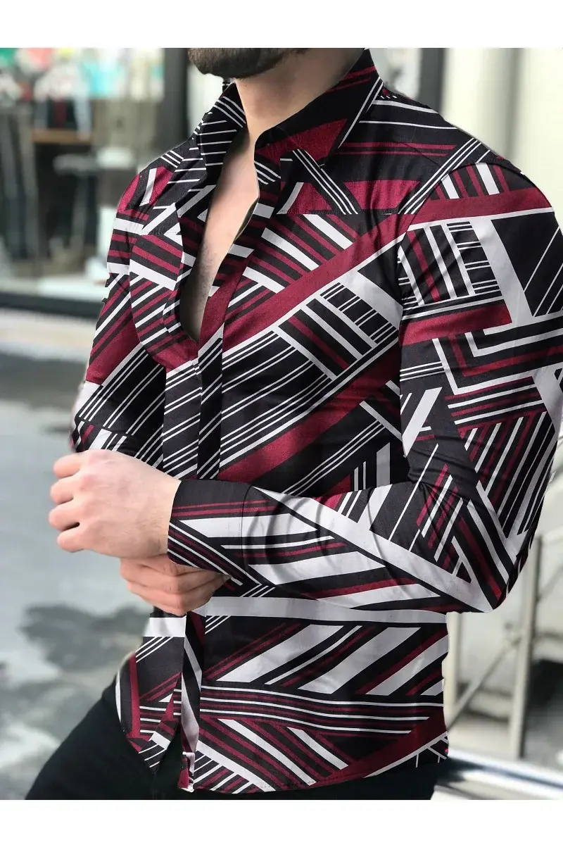 Thumbnail: Men's Social Blouse Hawaiian Long Sleeve Shirt