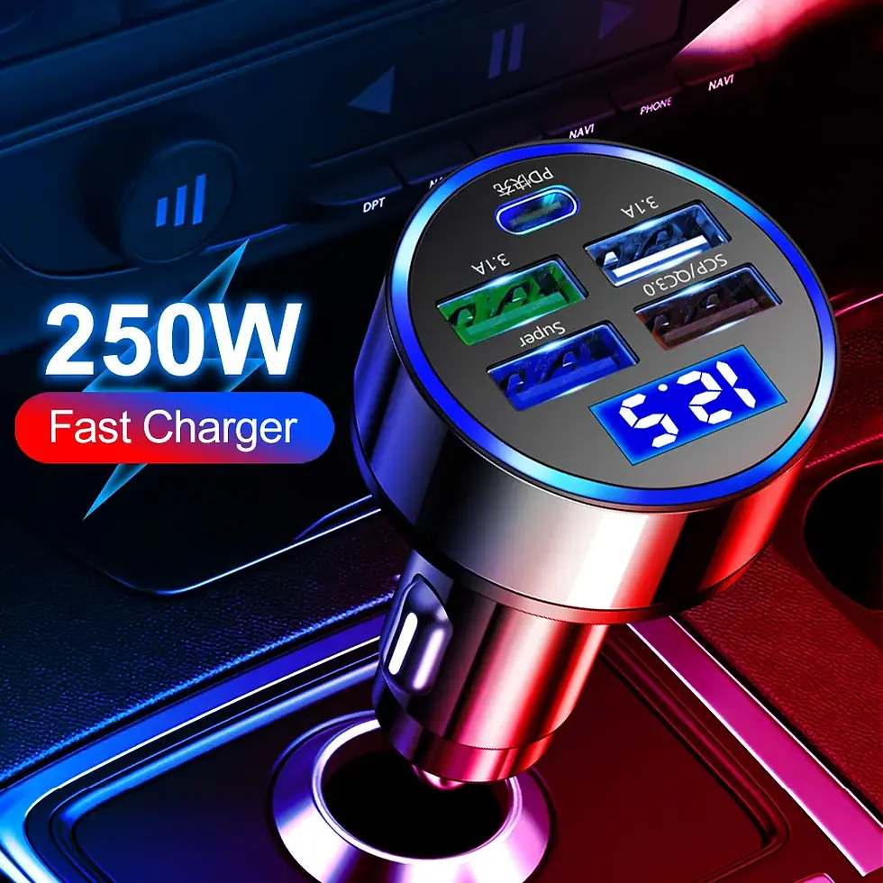 Car Charger 5 Ports Fast Charge PD QC3.0 USB C Car Phone Charger