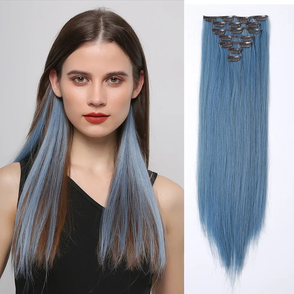 Thumbnail: Grey Straight Hair Extensions 20" 125g Heat Resistant Fiber