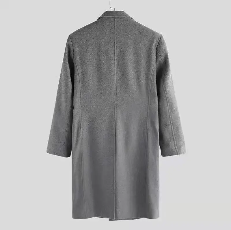 Thumbnail: Mens Trench Coat Long British Style Daily Commute Woolen Overcoat