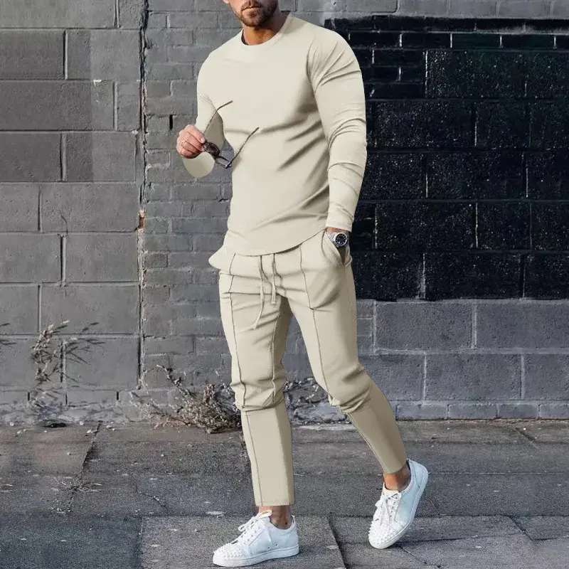 Thumbnail: Men Two Piece Sets Casual Tracksuit O Neck Long-Sleeved Pullover