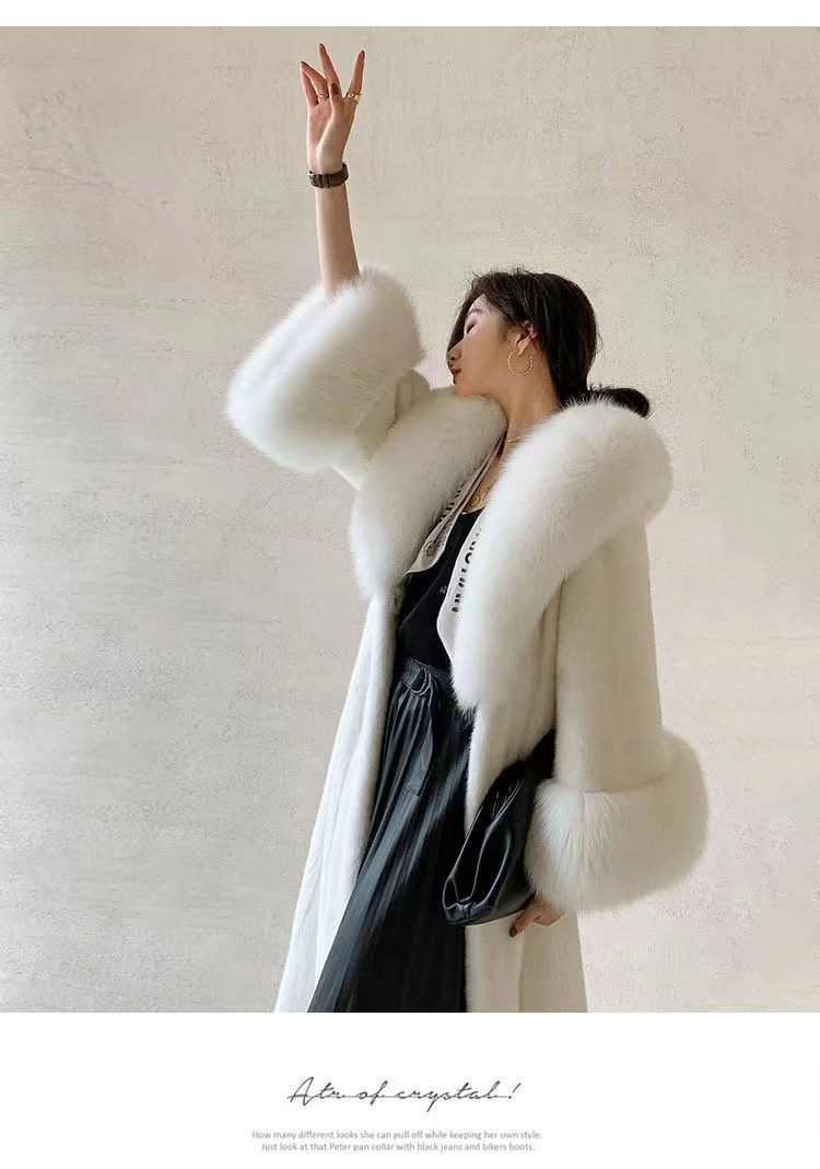 Thumbnail: Plus Size  Faux Mink Fur Trench Long Coat