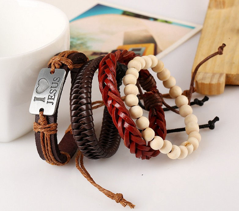 Thumbnail: Beaded Leather Multi Layer Bracelet