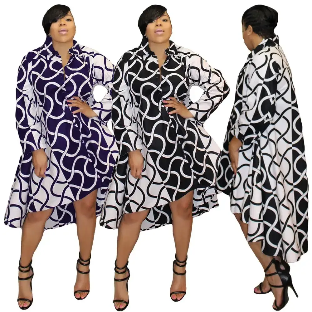 Printed Plus Size Shirt Dresses