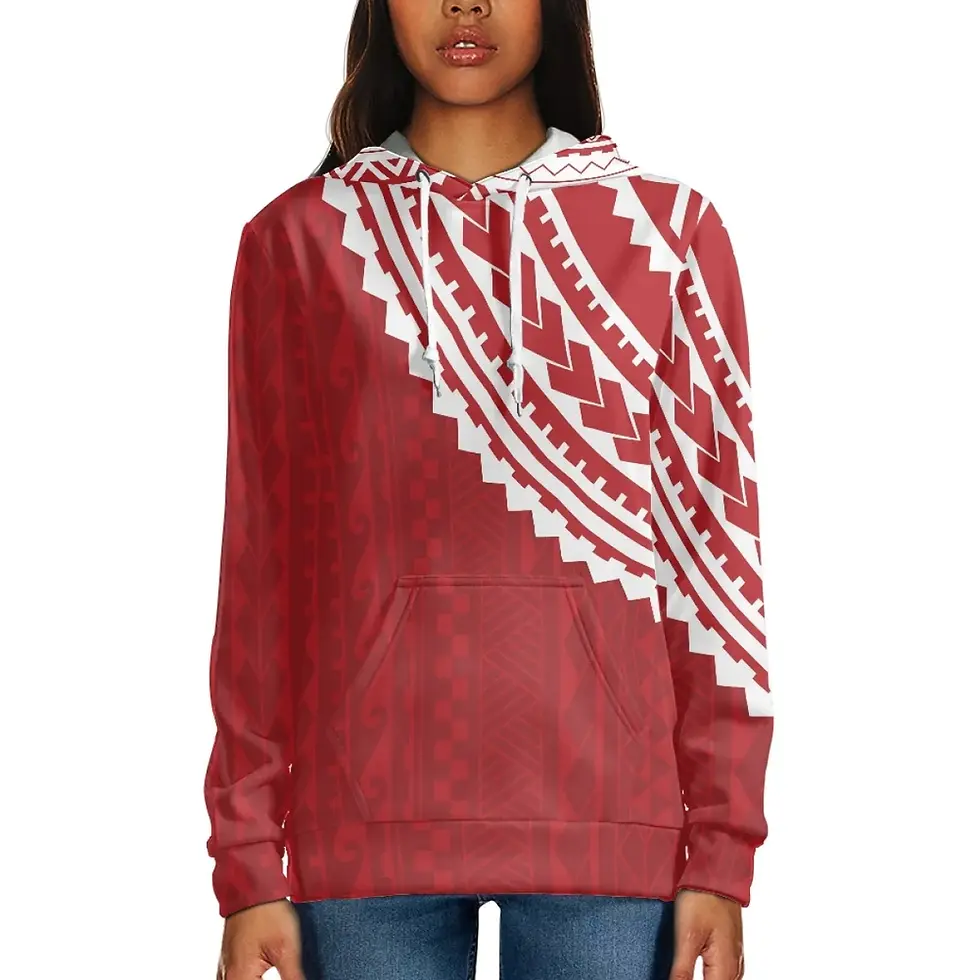 Thumbnail: Women's 3D Polynesian Tribal Print Hoodie Pullover