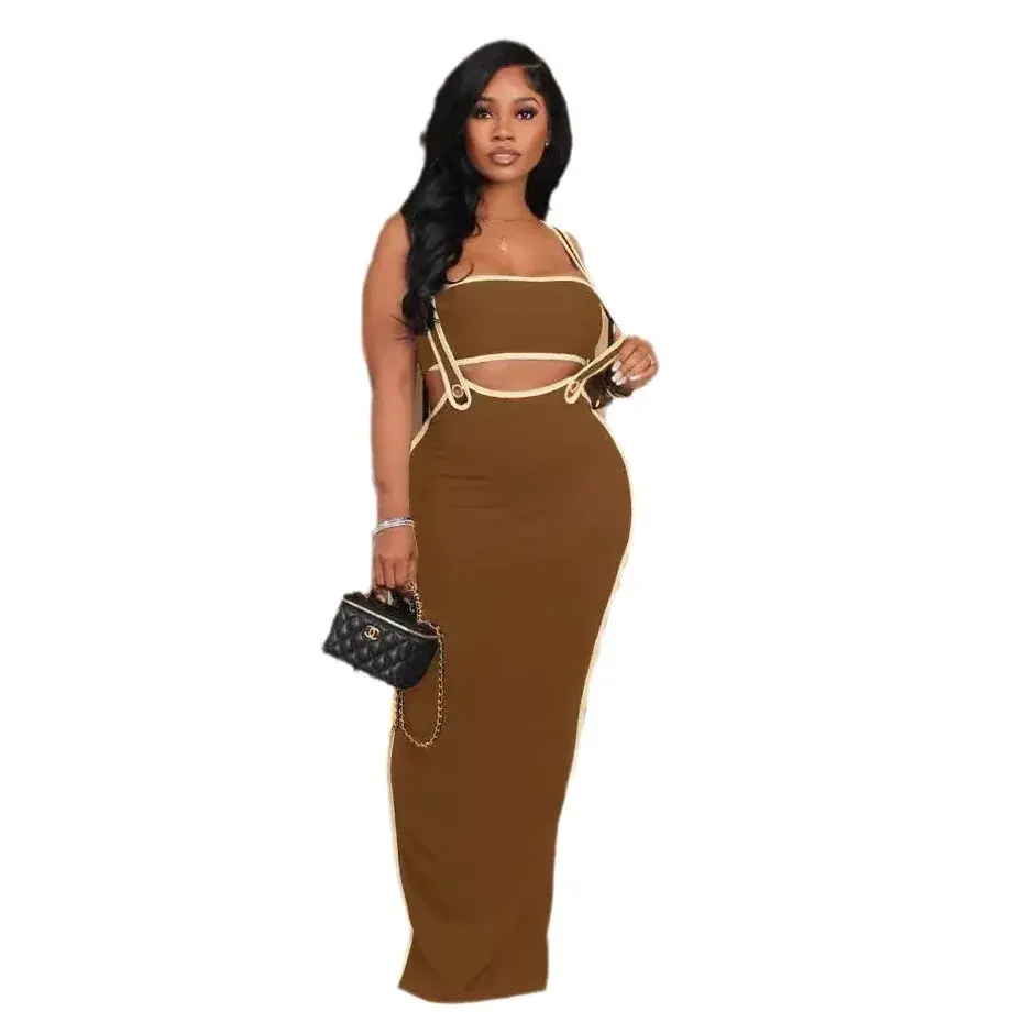 Thumbnail: Two Piece Long Dress With Suspenders