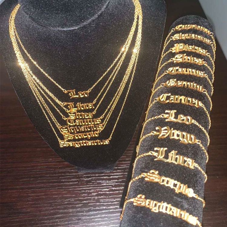 Stainless Steel Gold Plated Pendant Bracelet Necklace