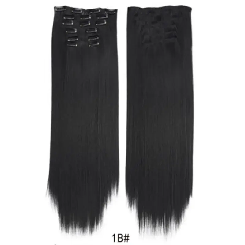 Thumbnail: Synthetic Clips in Hair 16 Clips Long Straight Hair Extensions