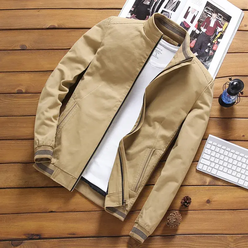 Thumbnail: Cotton Zipper Stand Collar Korean Jacket Coat