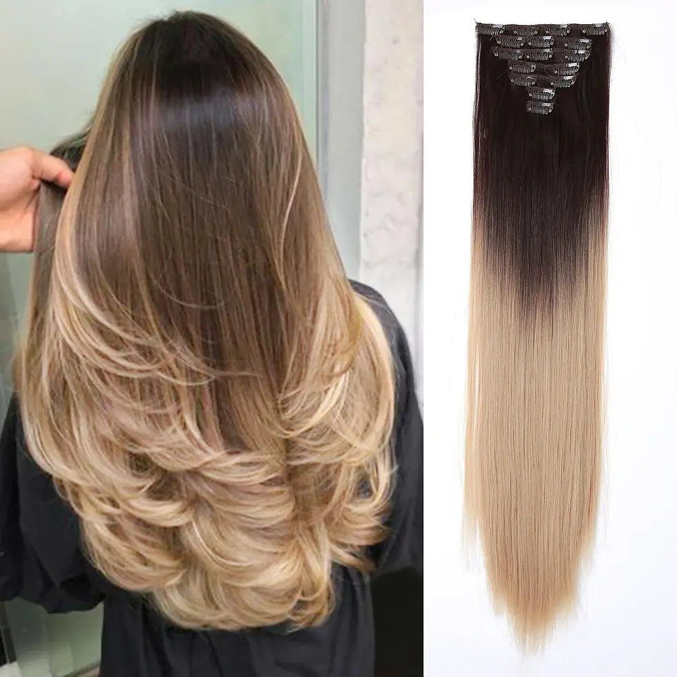 Thumbnail: Grey Straight Hair Extensions 20" 125g Heat Resistant Fiber