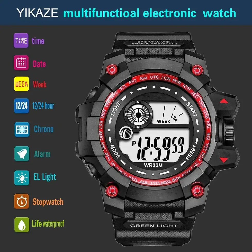 Thumbnail: Men's LED Digital Watches 50mm Big Size Waterproof
