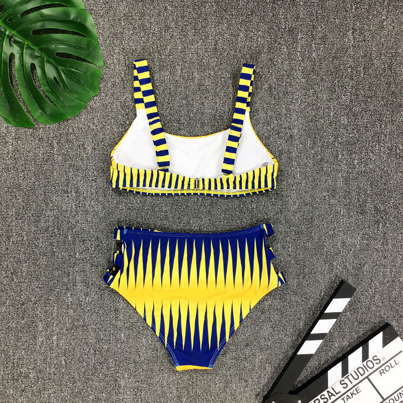 Thumbnail: African Striped Print Slim Swimsuit