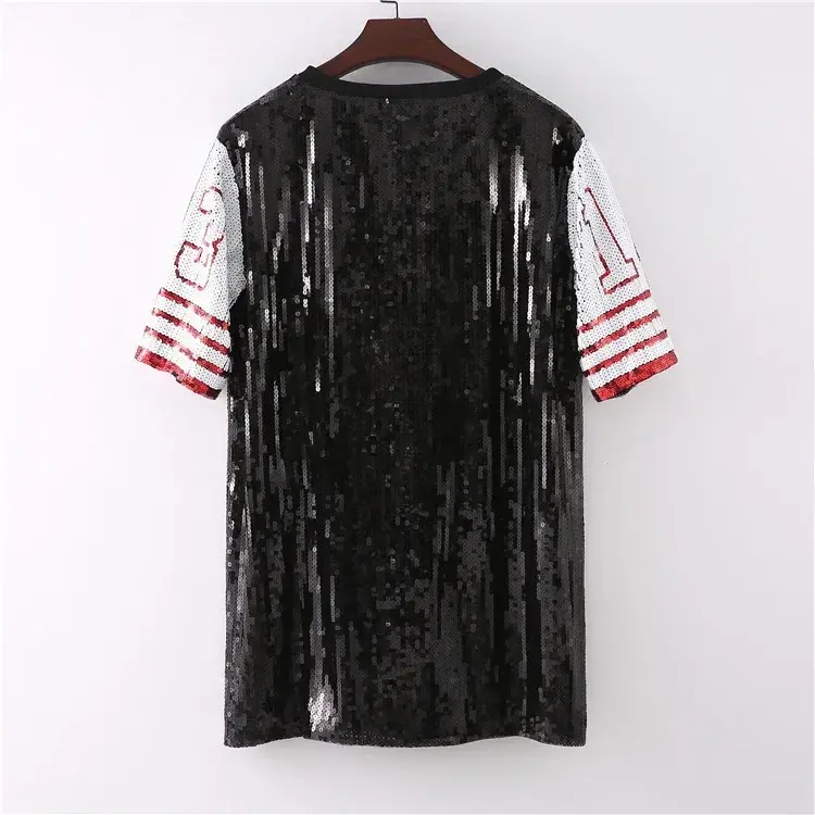 Thumbnail: Sport Jersey Long T Shirt Sequin Backdrop Dresses Skirt
