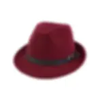 Thumbnail: Bowler Derby Wool Felt Fedora Hat Short Brim Jazz Hat With Belt Buckle
