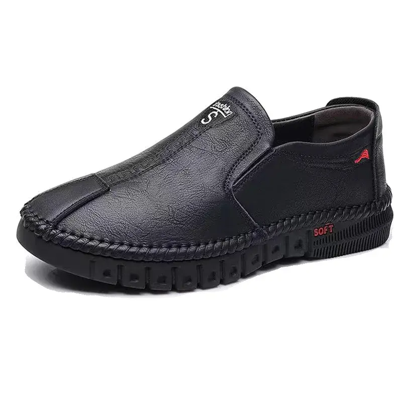 Thumbnail: PU Leather Upper Rubber  Men's Casual Flat Walking Shoes