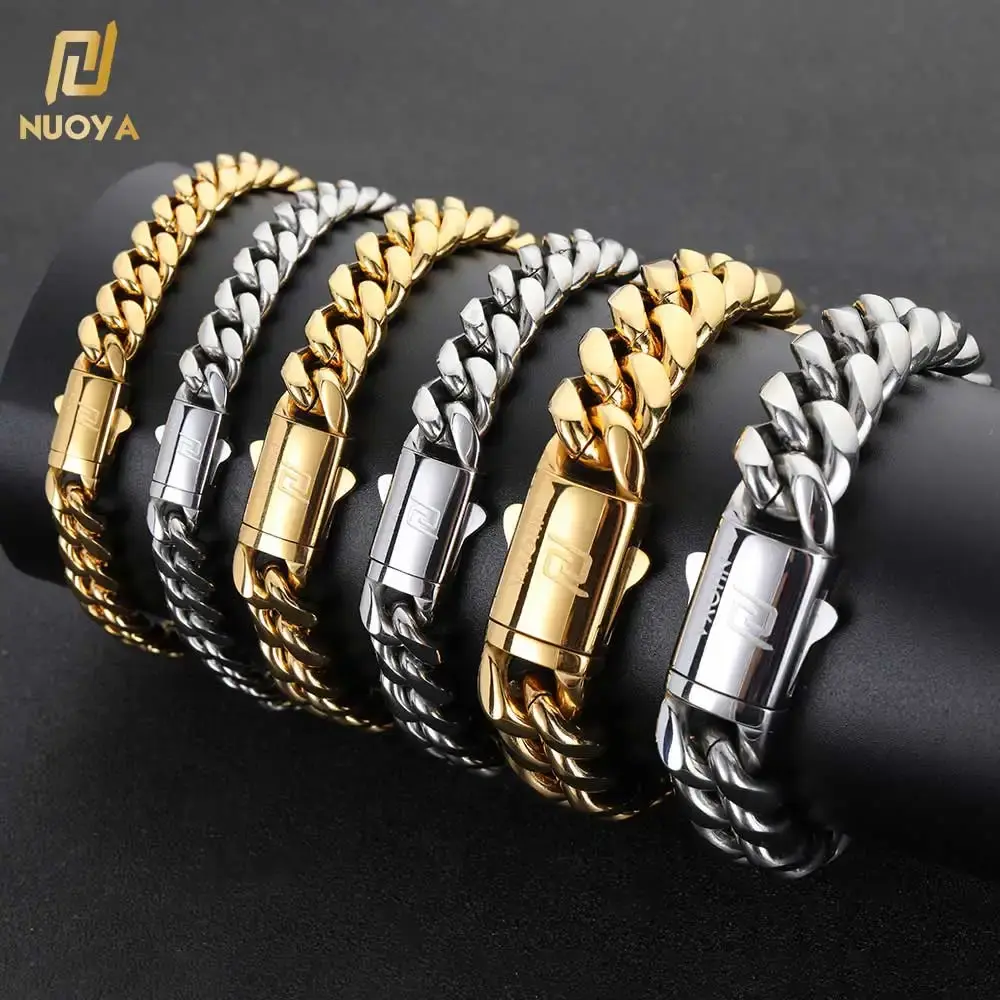 Men Wrist Band Bracelet Gold Plated  Stainless Steel Bracelet