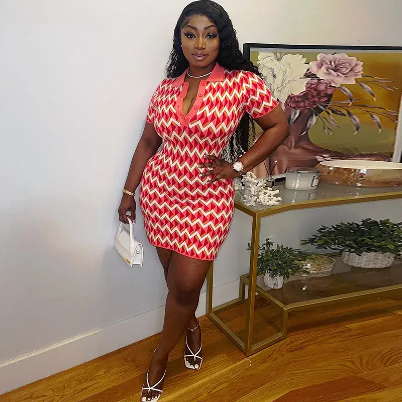 Thumbnail: Short-Sleeved Slim Package Hip Dress