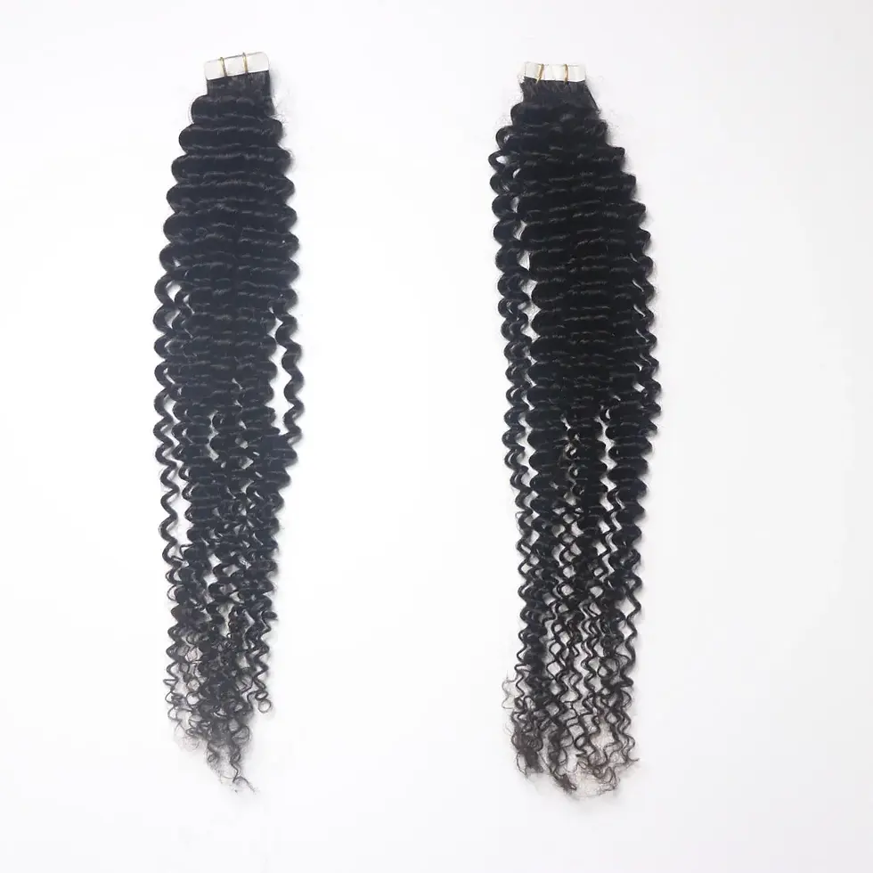 Thumbnail: European Tape  Deep Curly Human Hair Extensions