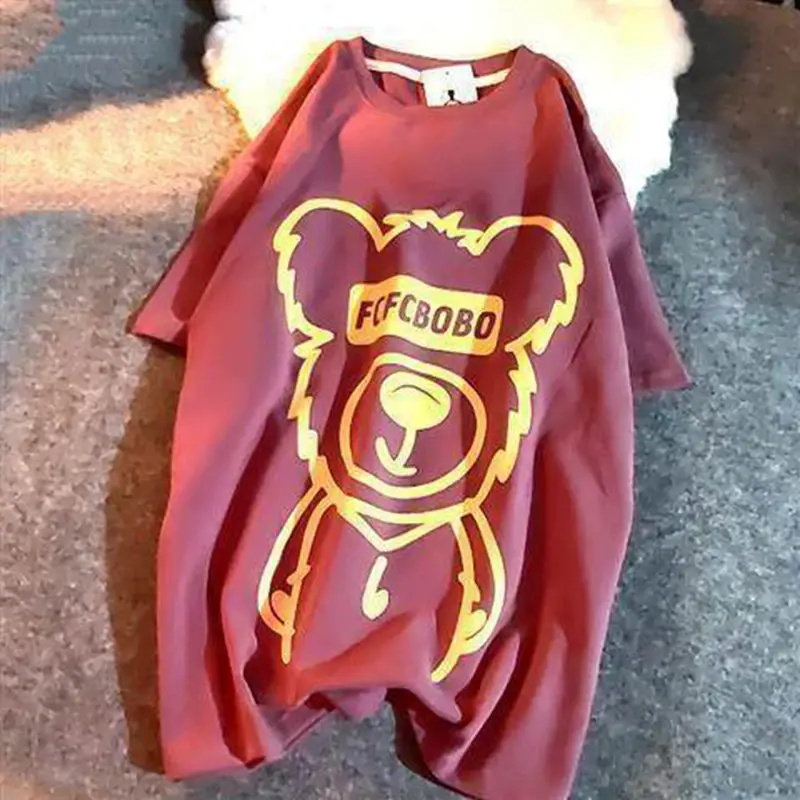 Thumbnail: Cotton Bear Graphic Plus Size T-Shirts