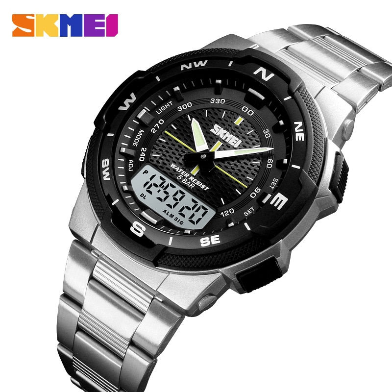 Steel Strap Mens Watches Stopwatch Chronograph Waterproof Wristwatch Men