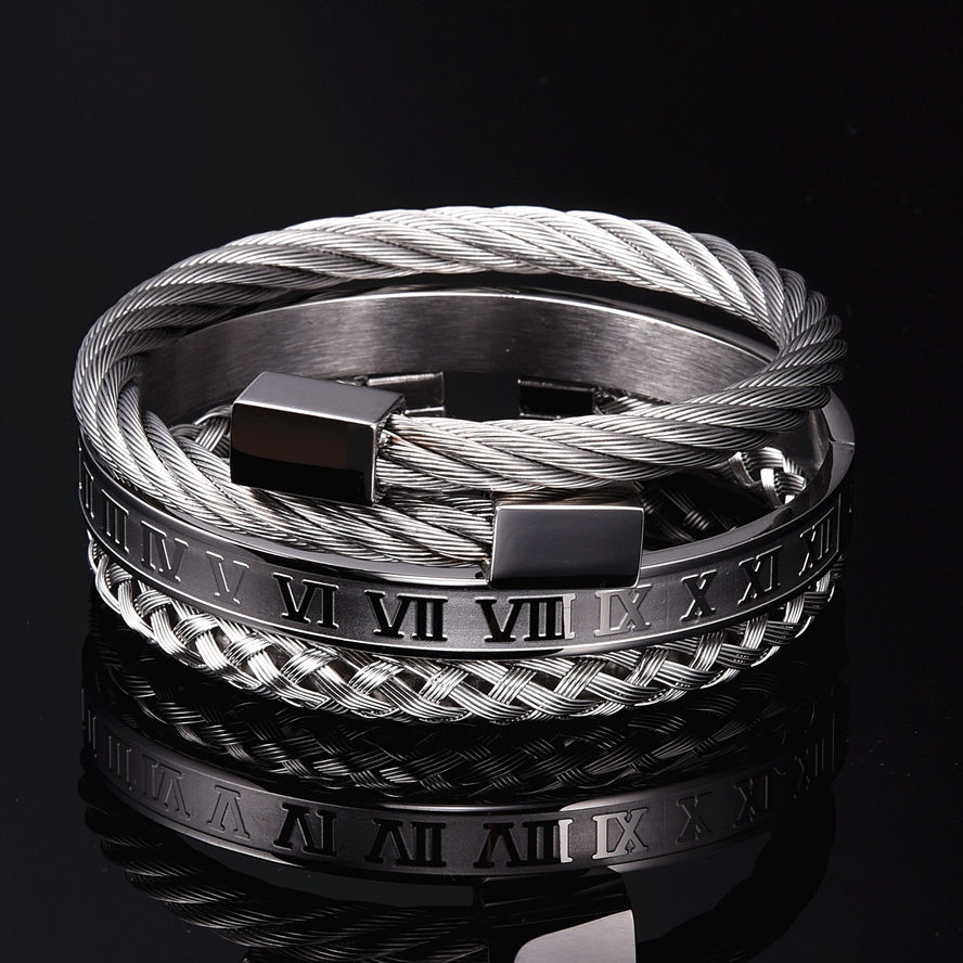 Thumbnail: Luxury 3pcs/Set Stainless Steel Bracelet for men