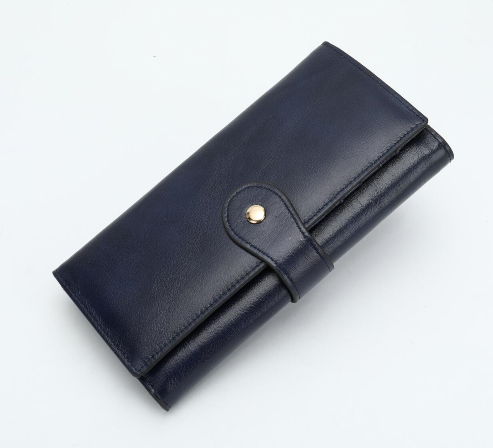 Thumbnail: Genuine Leather Long Wallet Women Card Holder Multi Slot Zip Around Clutch Purse