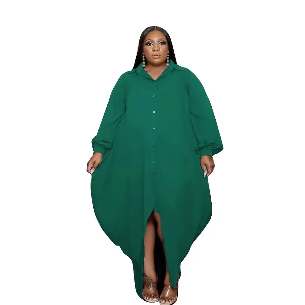 Thumbnail: Plus Size Long Sleeve Shirt Dress