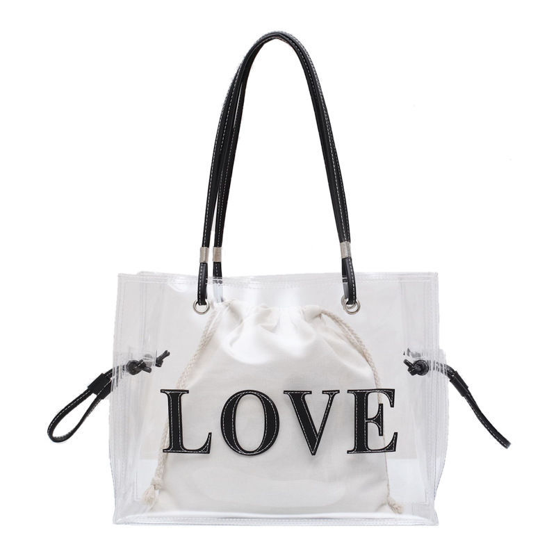 Thumbnail: Transparent  Plastic Shoulder  Luxury Handbags Tote Bags