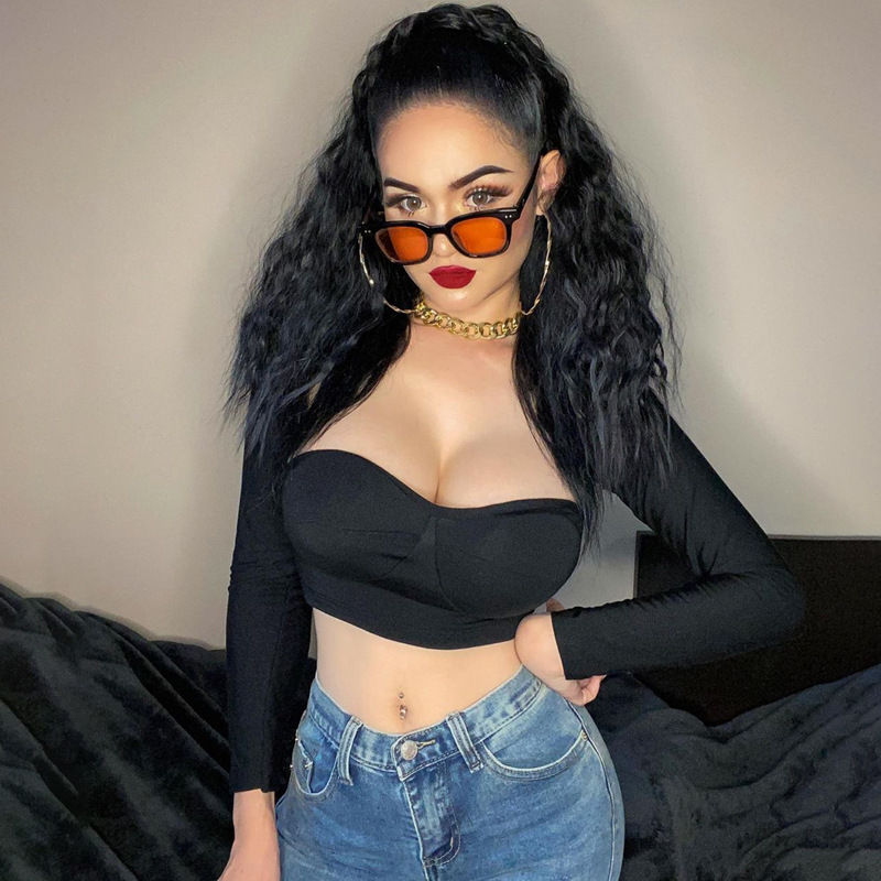 Thumbnail: Tops Long Sleeves  Square Collar Sexy Shirt