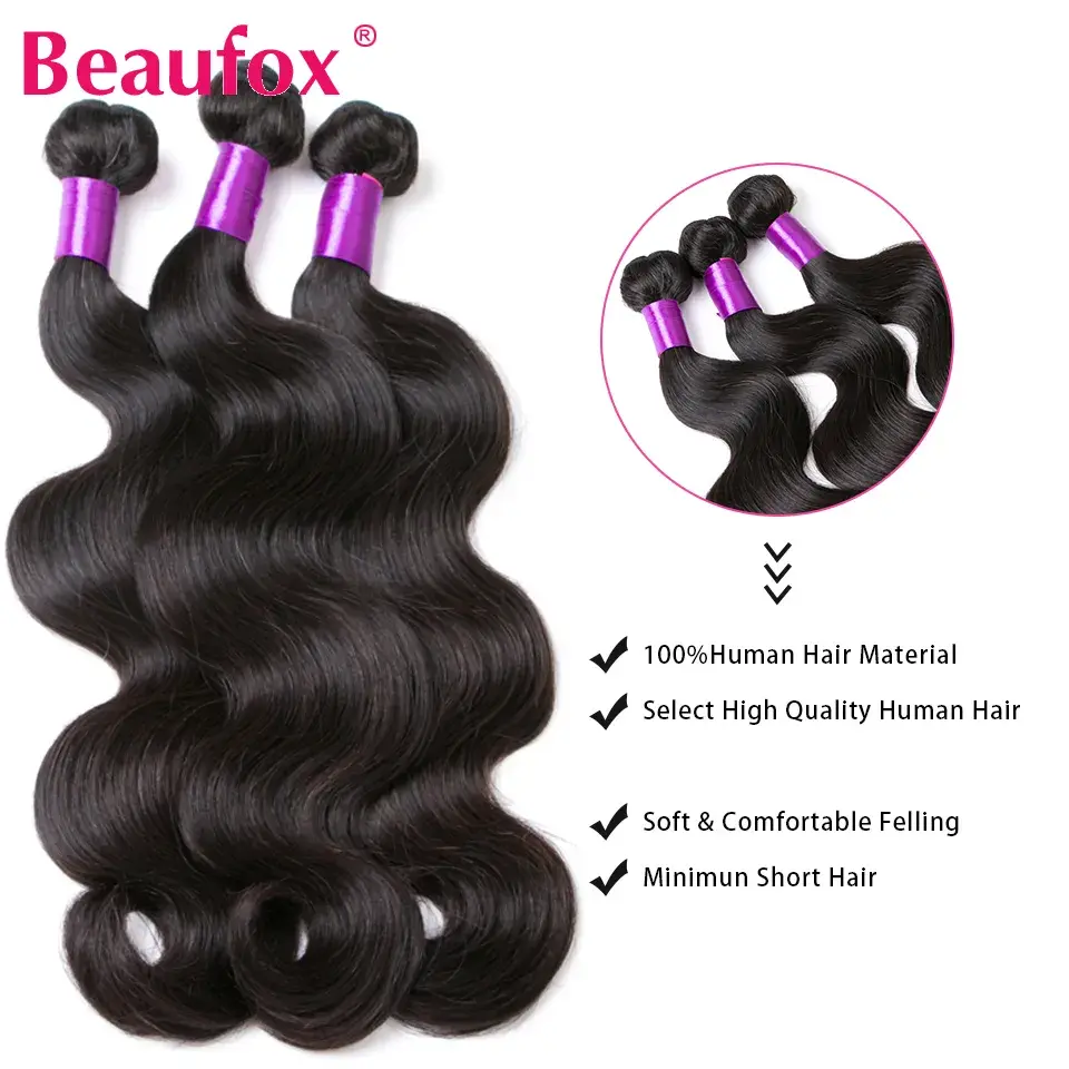 Thumbnail: Body Wave Bundles With Closure Brazilian Hair