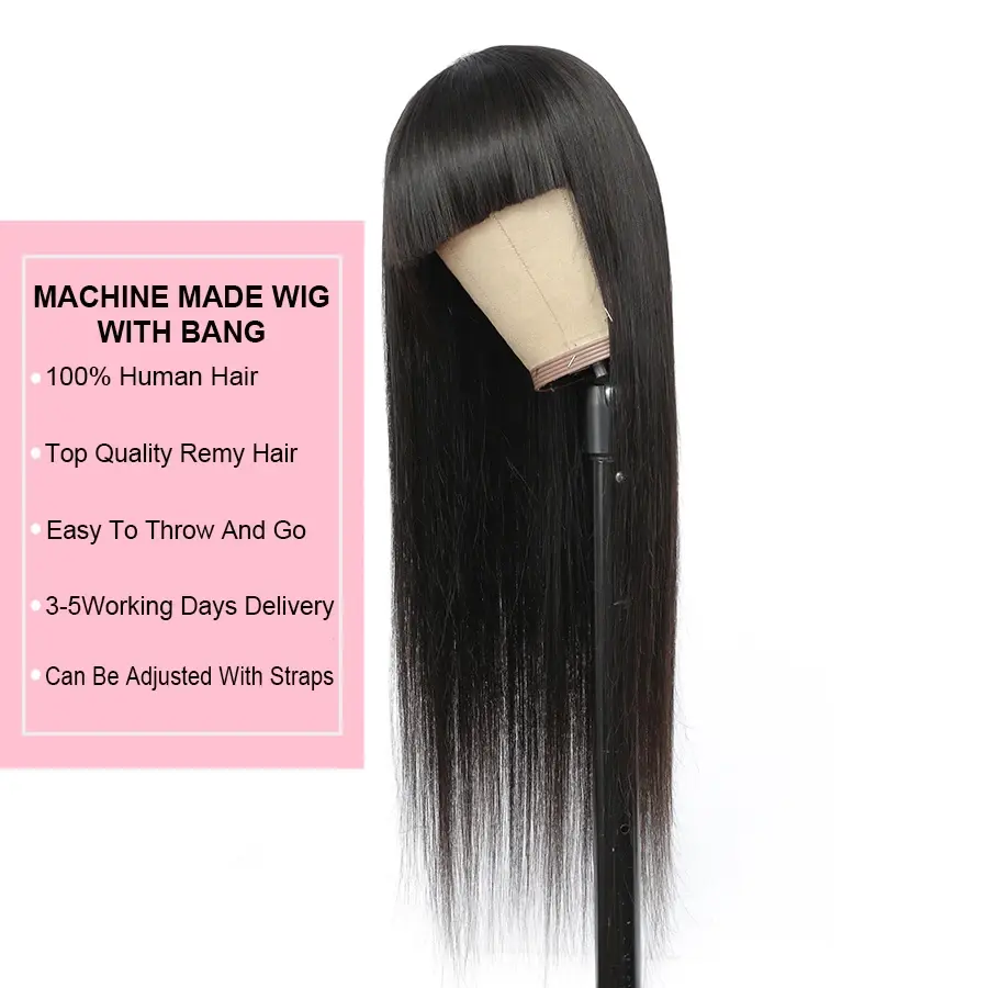 Thumbnail: Natural  Human Hair Wachine Made Wig
