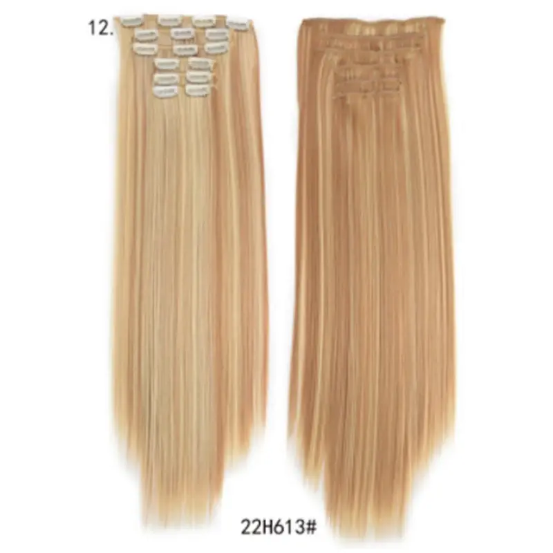 Thumbnail: Synthetic Clips in Hair 16 Clips Long Straight Hair Extensions
