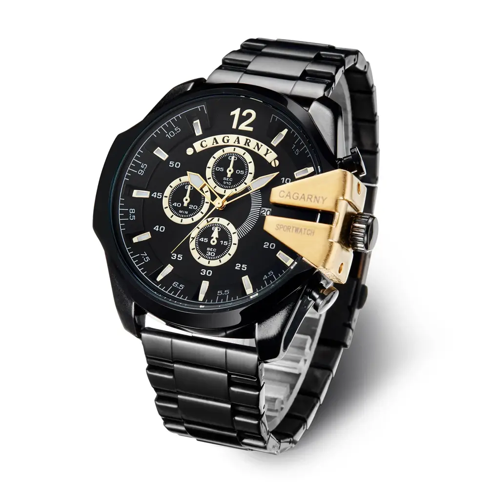 Black Gold Stainless Steel Men's Business Quartz Wrist Watch