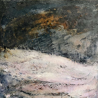 Cold wax and oil medium on board. Earthy ethereal piece.