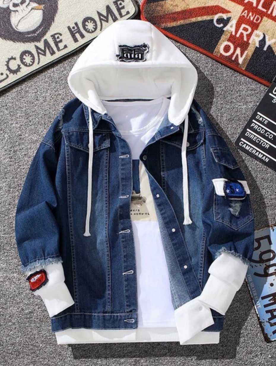 Thumbnail: Wild Hole Denim Jacket Men’s Trend Casual Loose
