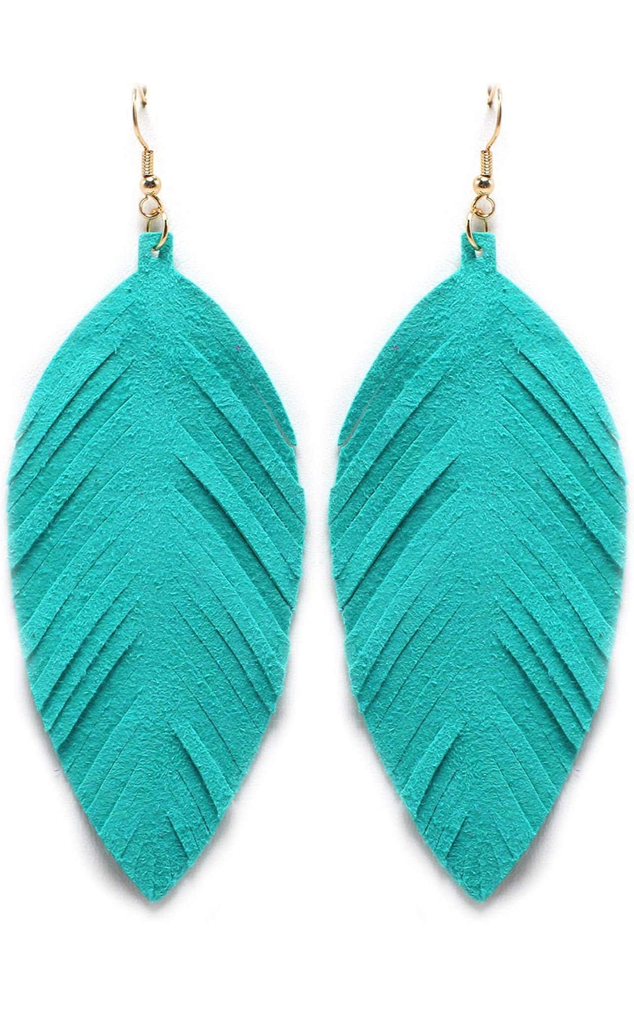 Leather Fringe Feather Earrings