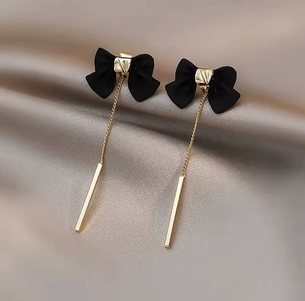 925 Silver Bowknot Tassel Earrings