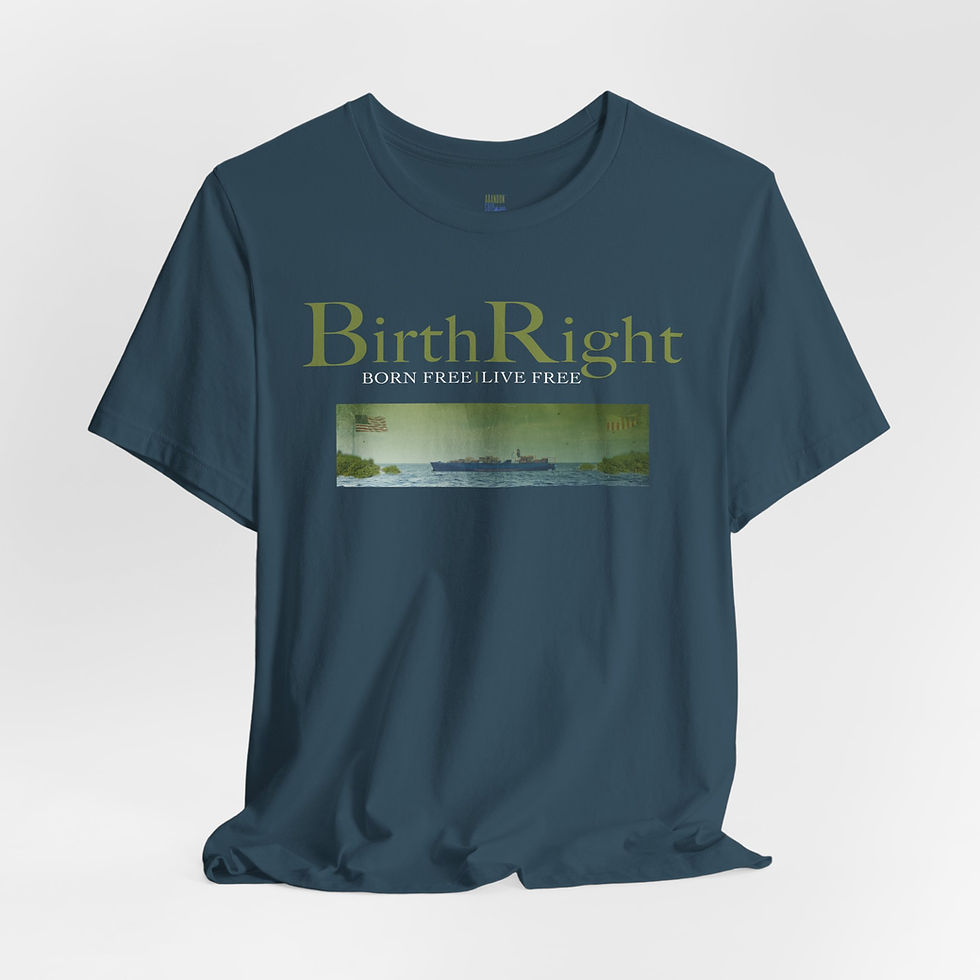 Thumbnail: Birthright Unisex Jersey Tee - Photo Front | Quote Back