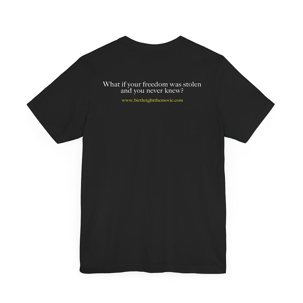 Thumbnail: Birthright Unisex Jersey Tee - Photo Front | Quote Back