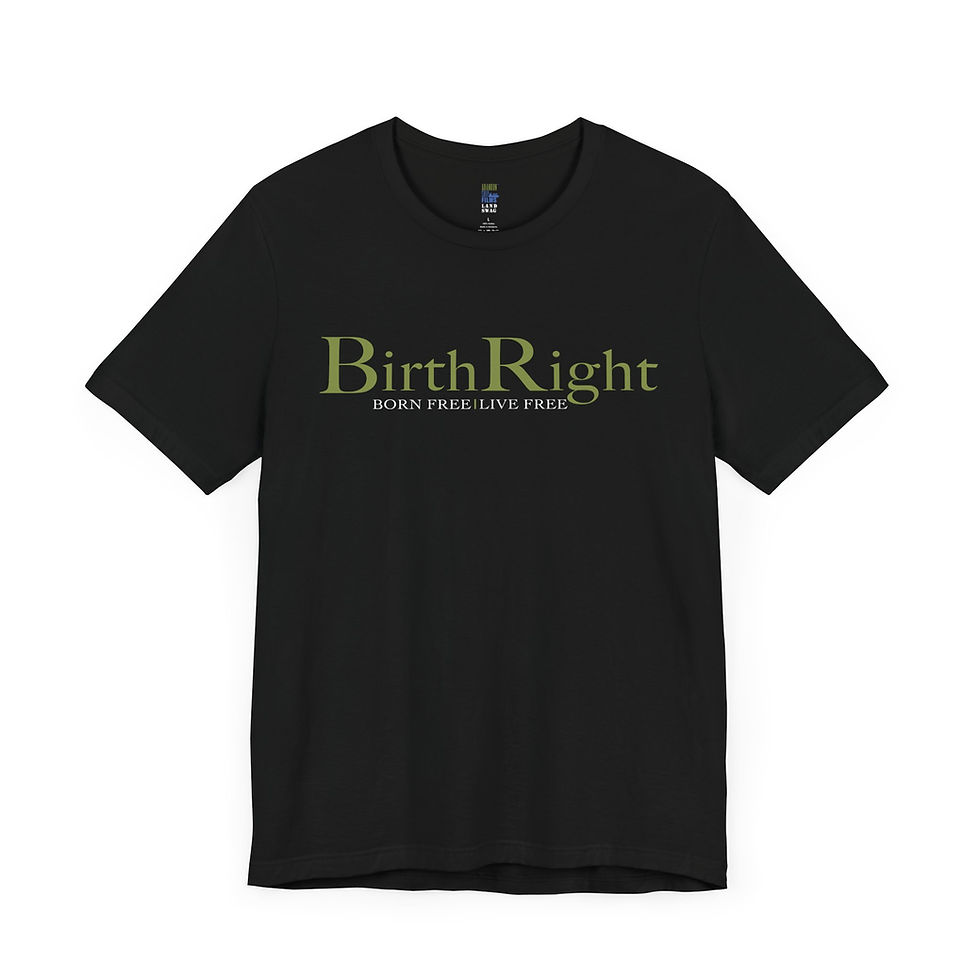 Thumbnail: Birthright Unisex Jersey Tee - Logo Front | Website Back