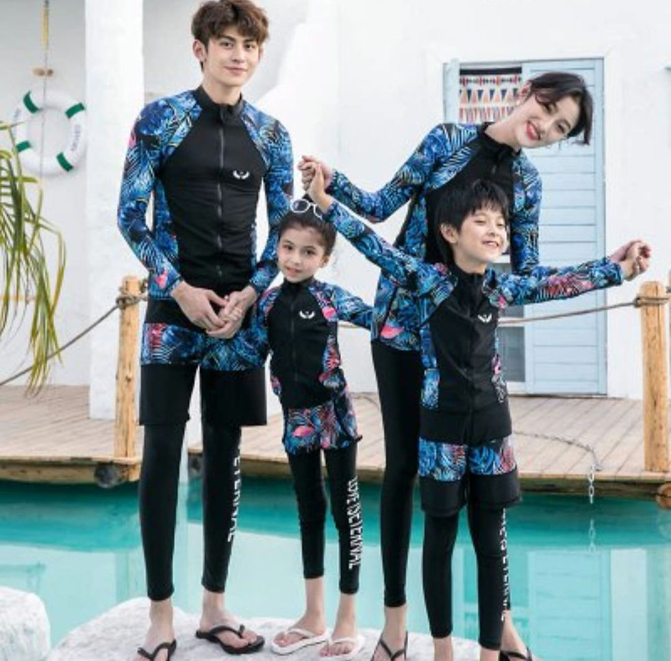 Thumbnail: SF2002 Blue Leaf Black Family Rash Guard 