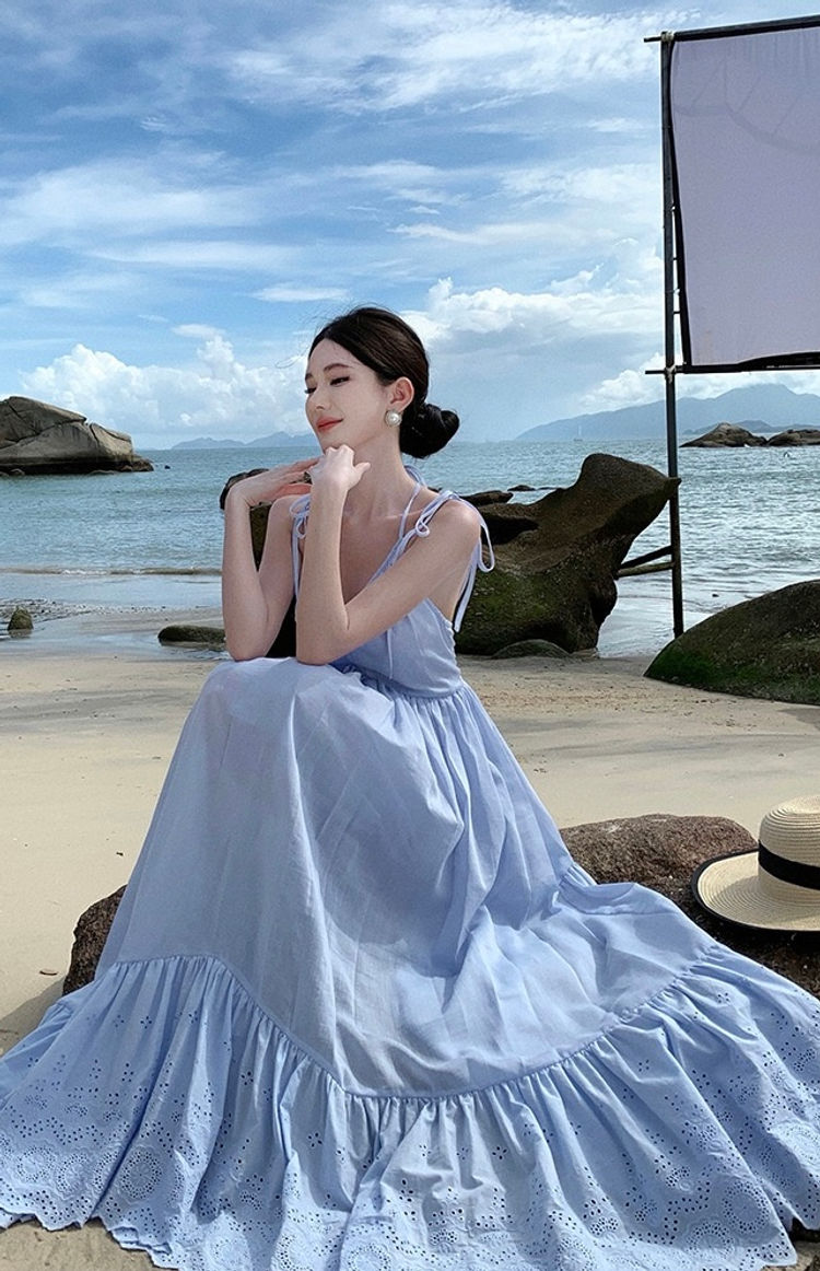 Thumbnail: DS2584 Skyline Embroidered Maxi Dress