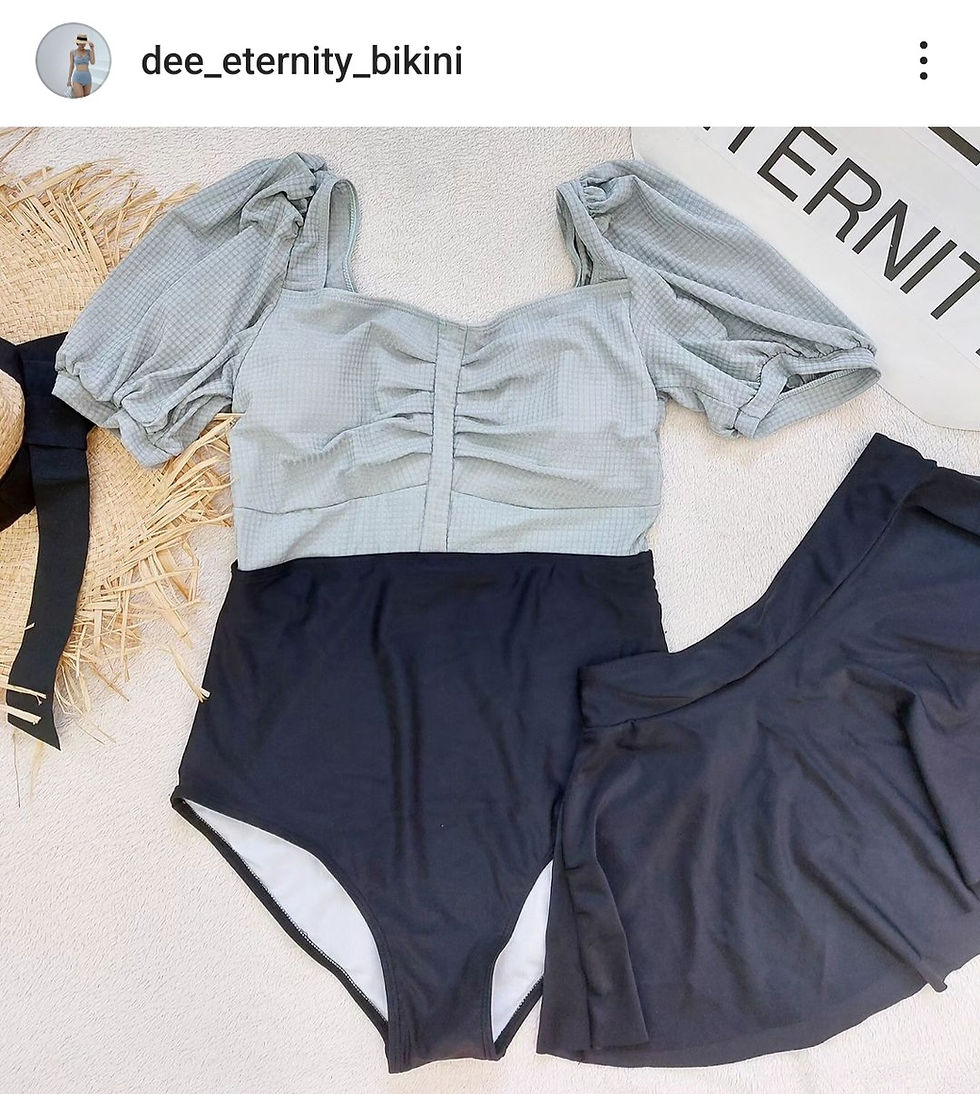 Thumbnail: RSM2314 Bubble Sleeve monokini + Skirt 2pcs set