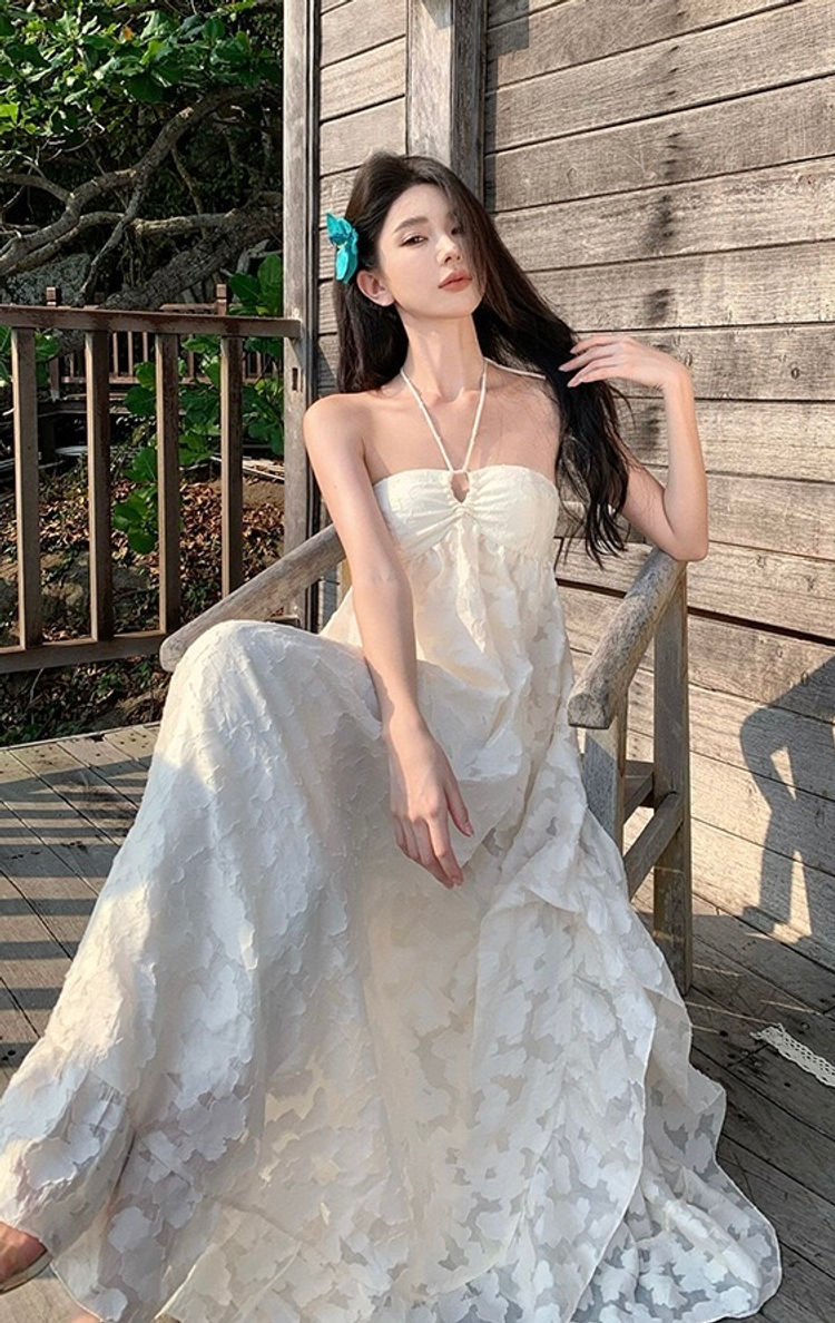 Thumbnail: DS25221 Elegance France Style White Maxi Dress