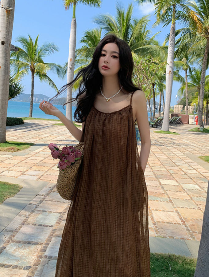 Thumbnail: DS2215 Singlet Type Brown Dress