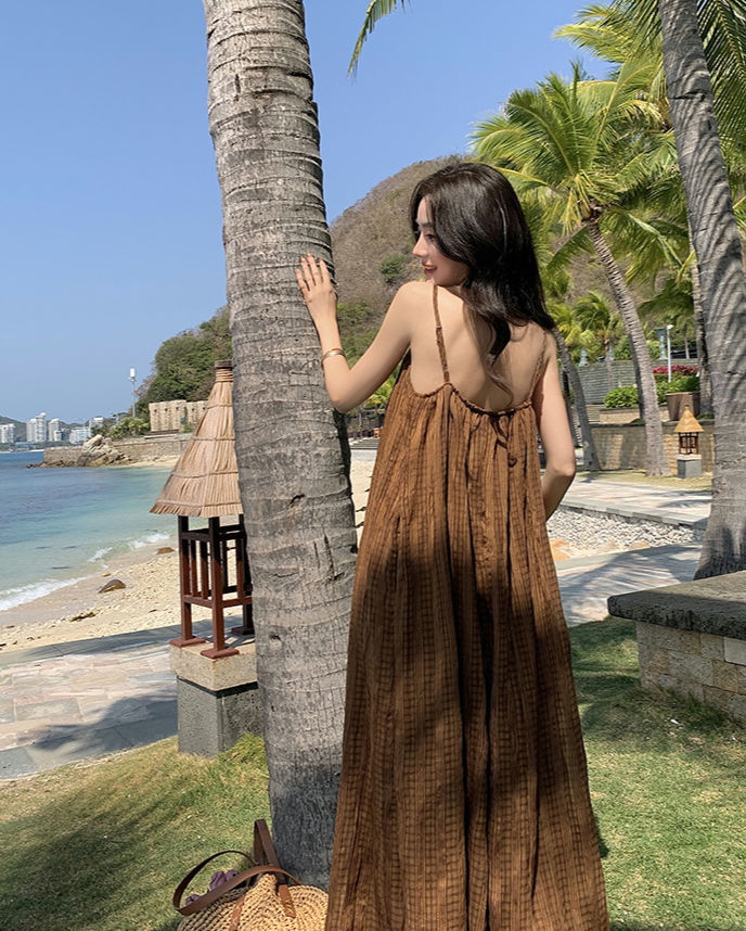 Thumbnail: DS2215 Singlet Type Brown Dress