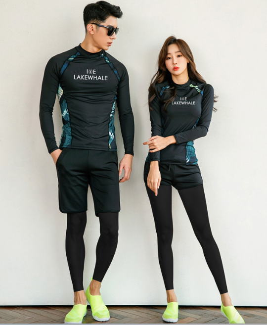 RCSN19777 Black Tropicana Couple Rash Guard set