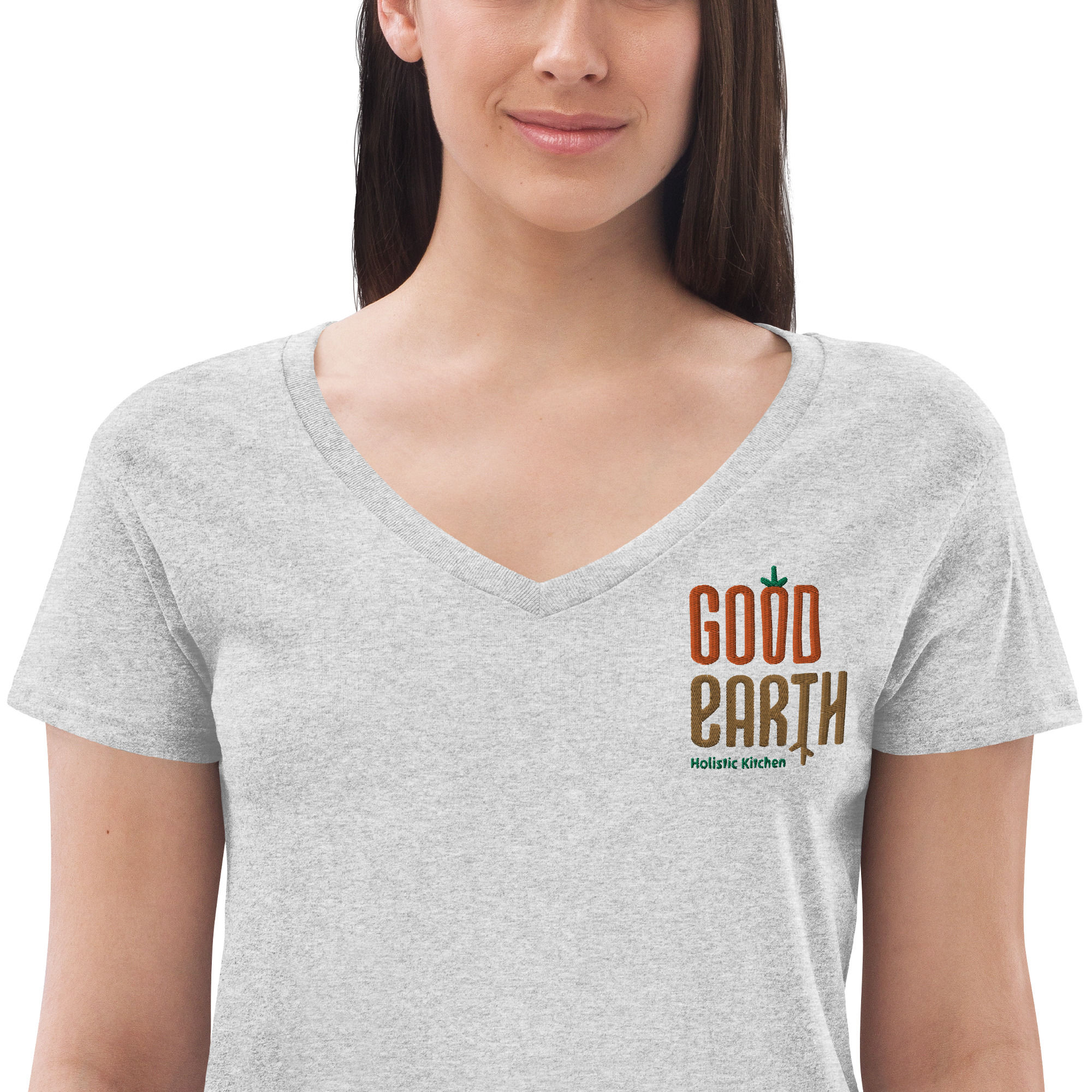 Good Earth Women’s recycled v-neck t-shirt