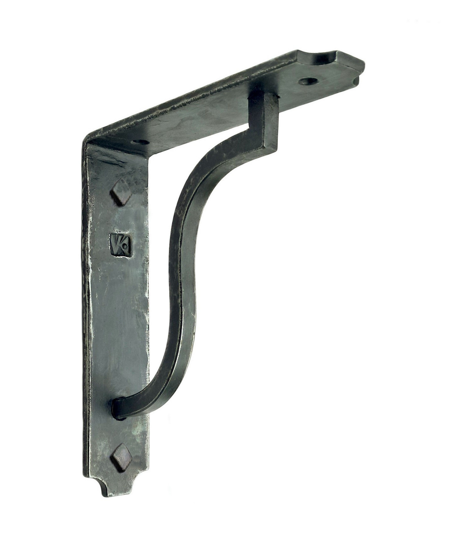 black hand forged metal shelf brackets. american heritage hardware design.